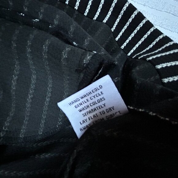 Tulip Women Textured Striped Button Up Blouse Shirt Top Small Black White Casual - Picture 5 of 8